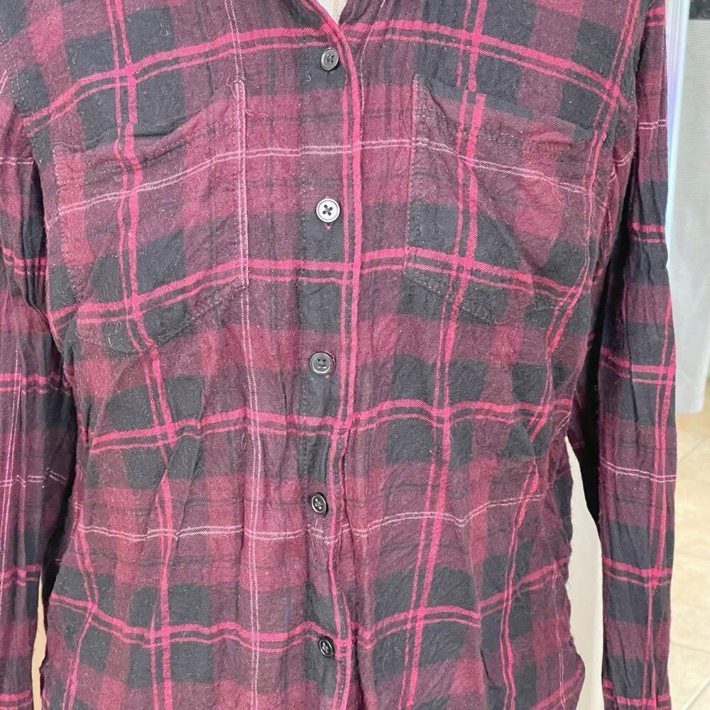 L.o.g.g. H&M Womens Button down Shirt Sz 8 Plaid Preppy Grunge Y2k 2000's Hiking - Picture 8 of 16